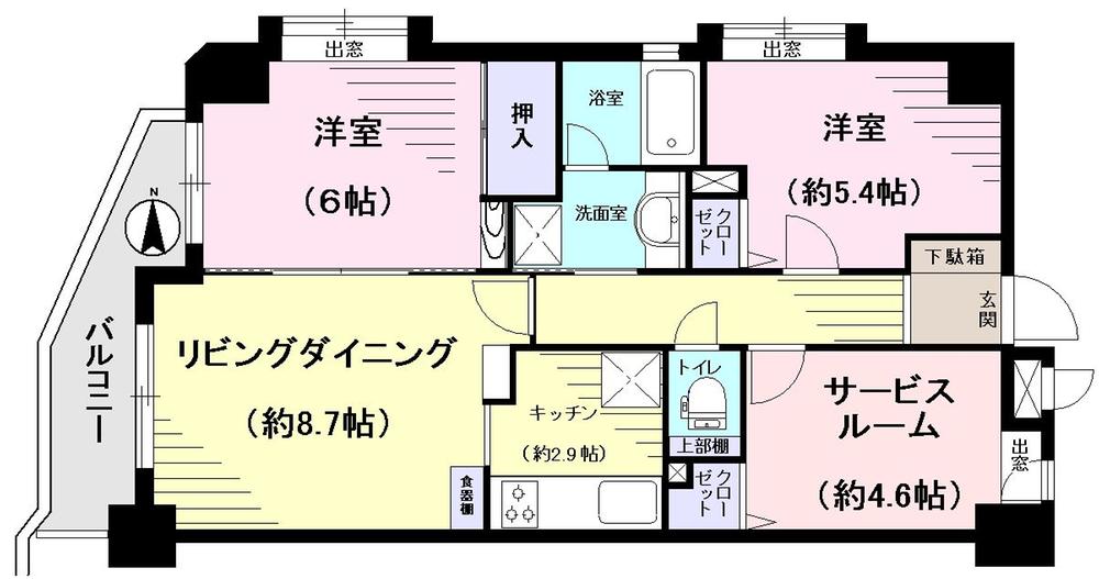 Floor plan. 2LDK + S (storeroom), Price 16.8 million yen, Footprint 60.9 sq m , Balcony area 5.68 sq m