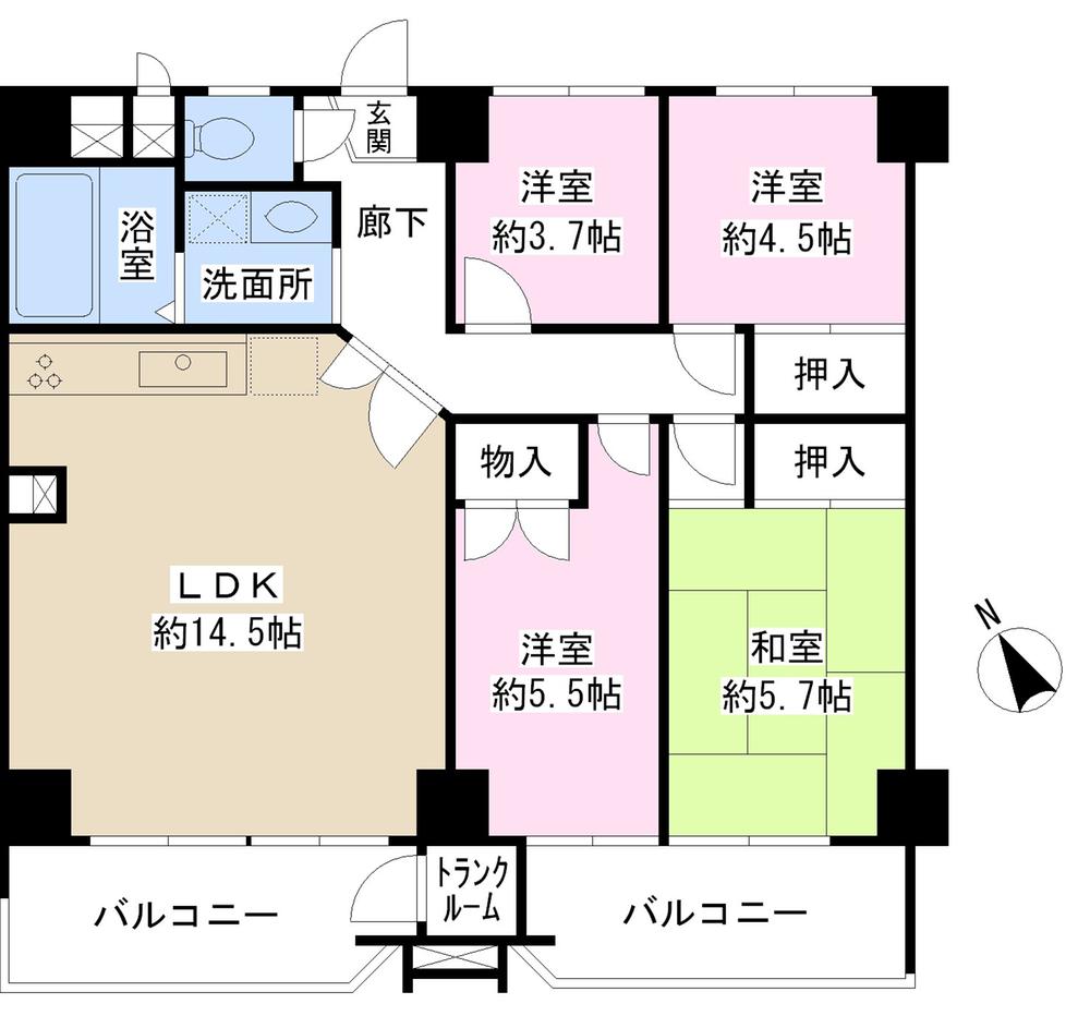 Floor plan. 4LDK, Price 15.8 million yen, Occupied area 81.56 sq m , Balcony area 12.84 sq m