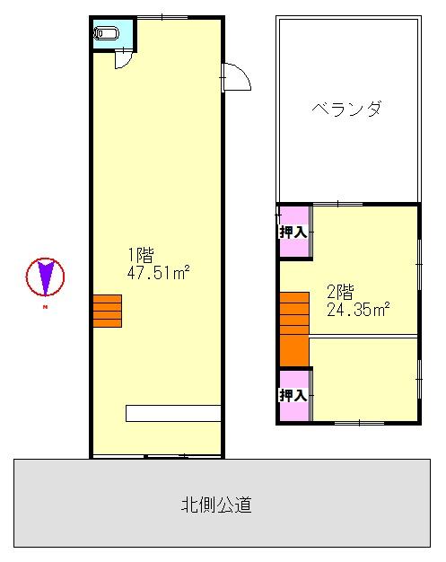 Floor plan. 9.5 million yen, 2K, Land area 57.12 sq m , Building area 71.86 sq m