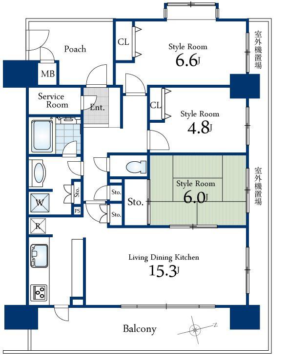 Floor plan. 3LDK, Price 28.8 million yen, Occupied area 75.07 sq m , Balcony area 14.79 sq m floor plan