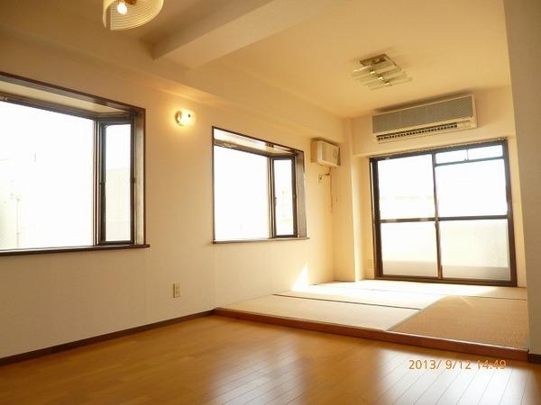 Living and room. Stylish bay windows have in the living room