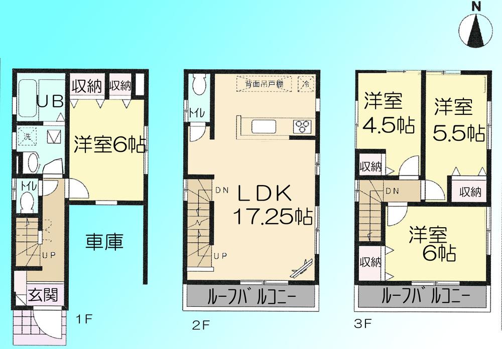 Floor plan. 34,800,000 yen, 4LDK, Land area 59.56 sq m , Building area 103.75 sq m