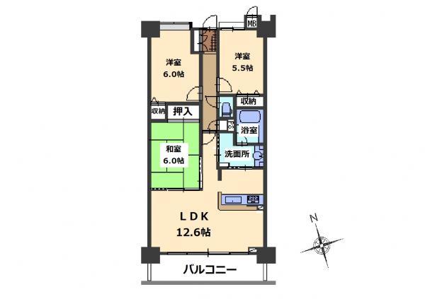 Floor plan. 3LDK, Price 27,800,000 yen, Occupied area 71.87 sq m , Balcony area 9.37 sq m