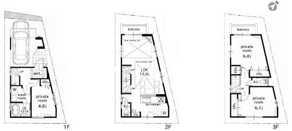 Floor plan. 43,800,000 yen, 3LDK, Land area 51.53 sq m , Building area 90.99 sq m