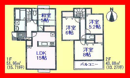 Floor plan. 42,800,000 yen, 4LDK, Land area 90 sq m , Breadth of building area 95.84 sq m Master Bedroom 8 pledge