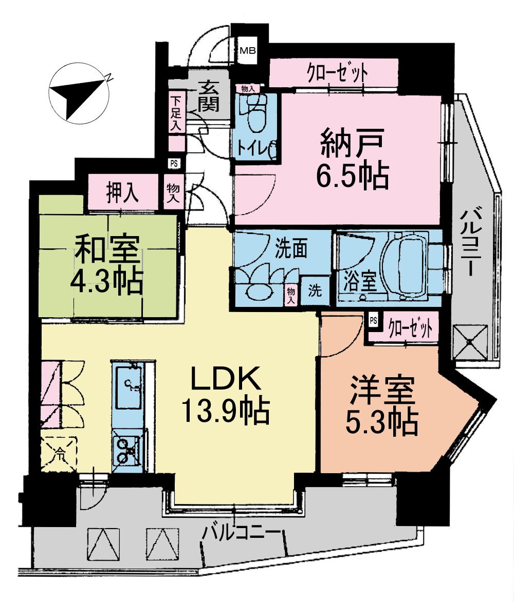 Floor plan. 2LDK + S (storeroom), Price 24,300,000 yen, Occupied area 68.48 sq m , Balcony area 15.75 sq m