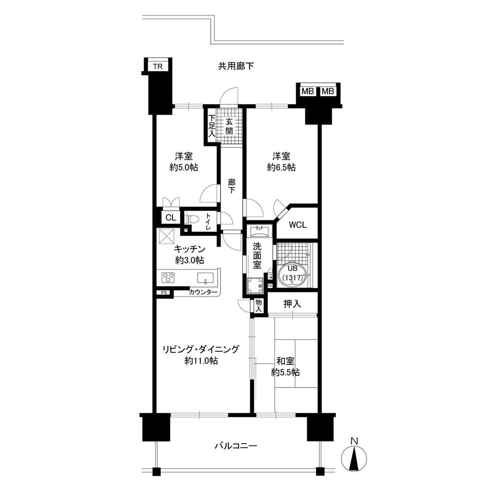 Floor plan. 3LDK, Price 24,990,000 yen, Occupied area 68.02 sq m , Balcony area 12 sq m