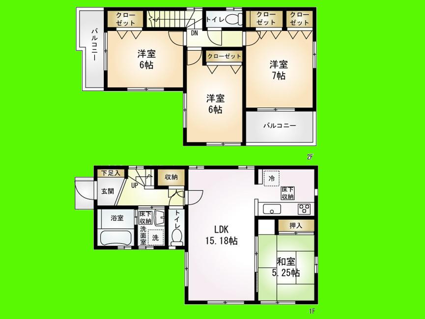Floor plan. (3 Building), Price 36,200,000 yen, 4LDK, Land area 86.02 sq m , Building area 95.74 sq m