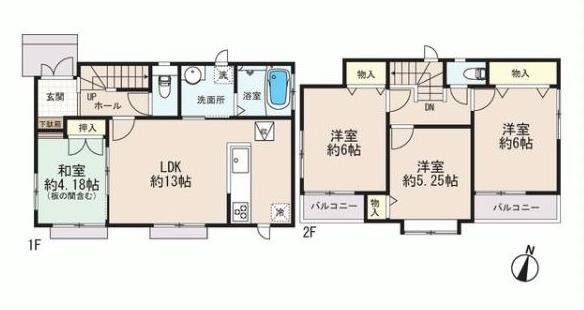 Floor plan. 28,900,000 yen, 4LDK, Land area 101.4 sq m , 2-story 4LDK of building area 83.21 sq m counter kitchen