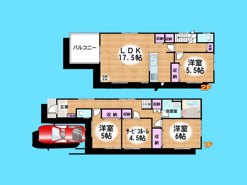 Floor plan. 27,800,000 yen, 4LDK, Land area 94 sq m , Building area 102.67 sq m  , Yes Car space ◆  Weekdays, It is possible your visit. Contact us, Free dial  [ 0120-40-4771 ]  Until. Nearby properties also will introduce Adachi. First, Please contact us