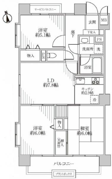 Floor plan. 3LDK, Price 16,980,000 yen, Occupied area 62.62 sq m