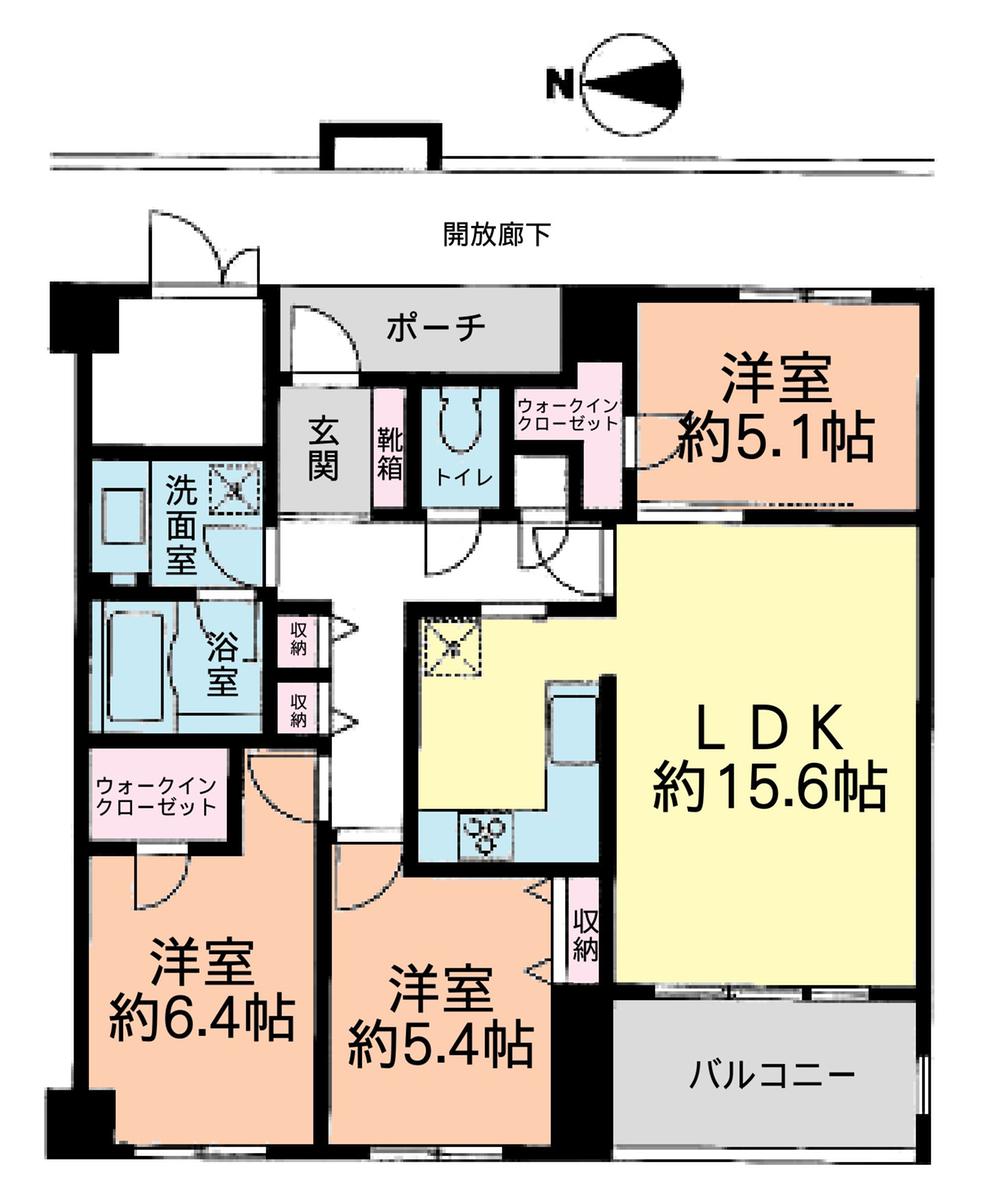 Floor plan. 3LDK, Price 31.5 million yen, Occupied area 76.53 sq m , Balcony area 7.2 sq m