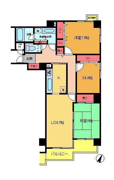 Floor plan. 2LDK+S, Price 26,800,000 yen, Occupied area 80.94 sq m , Spacious living space of the balcony area 6.42 sq m footprint 80.94 sq m!