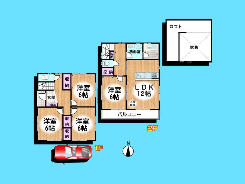 Floor plan. 43,800,000 yen, 4LDK, Land area 79.3 sq m , Building area 91.08 sq m  , Yes Car space ◆  Weekdays, It is possible your visit. Contact us, Free dial  [ 0120-40-4771 ]  Until. Nearby properties also will introduce Adachi. First, Please contact us