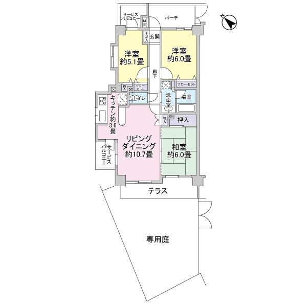 Floor plan. 3LDK, Price 18,800,000 yen, Occupied area 67.98 sq m floor plan