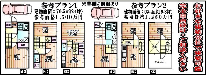 Building plan example (floor plan). Building plan example building price 15 million yen 12.5 million yen, Building area 79.5 sq m  65.4 sq m