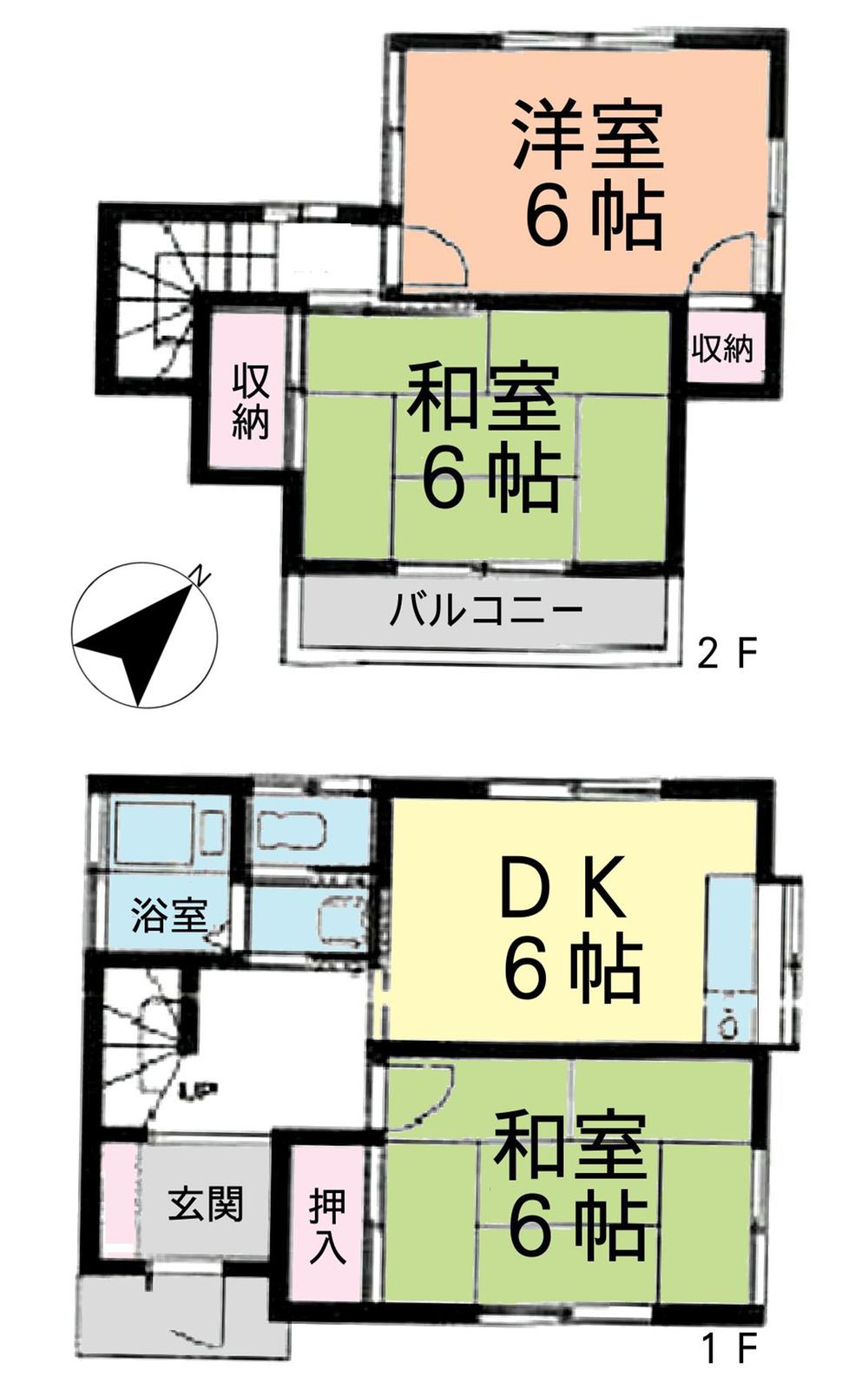 Floor plan. 16.8 million yen, 3DK, Land area 64.43 sq m , Building area 59.61 sq m
