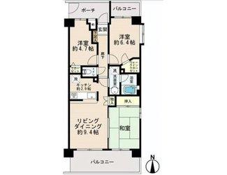 Floor plan. 3LDK, Price 21,800,000 yen, Occupied area 65.01 sq m , Balcony area 14.07 sq m