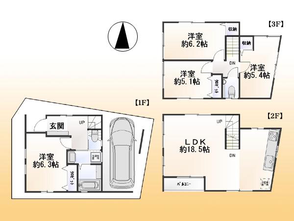 Floor plan. 32 million yen, 4LDK, Land area 52.07 sq m , Building area 105.09 sq m