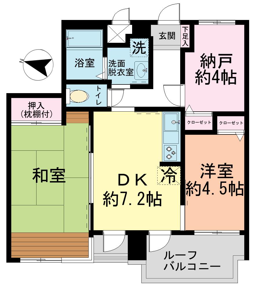 Floor plan. 2DK + S (storeroom), Price 17.8 million yen, Occupied area 52.74 sq m , Balcony area 7.42 sq m