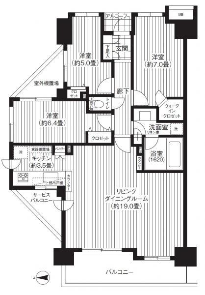 Floor plan. 3LDK, Price 32,800,000 yen, Occupied area 85.04 sq m , Balcony area 10.3 sq m