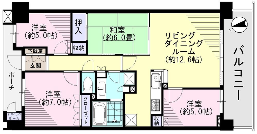 Floor plan. 4LDK, Price 33,900,000 yen, Occupied area 83.83 sq m , Balcony area 12.6 sq m