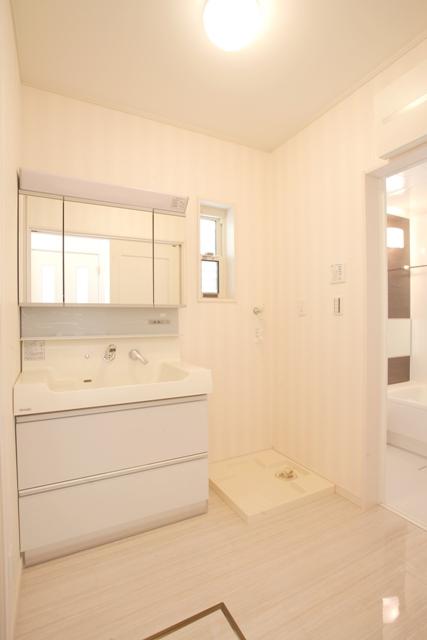 Model house photo. Example of construction bathroom