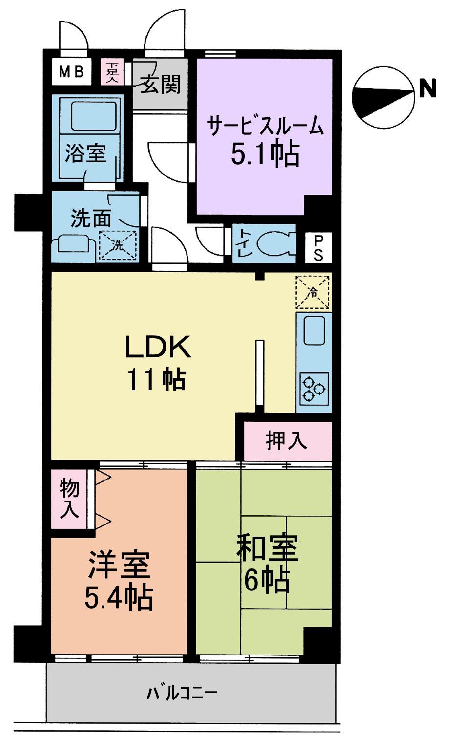 Floor plan. 2LDK + S (storeroom), Price 16.8 million yen, Occupied area 60.75 sq m , Balcony area 7.15 sq m