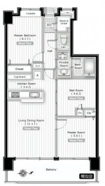 Floor plan. 2LDK+S, Price 28.8 million yen, Footprint 64.1 sq m , Balcony area 10.64 sq m