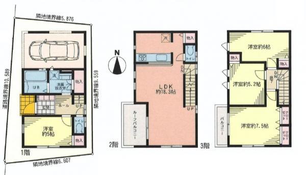 Floor plan. 43,800,000 yen, 4LDK, Land area 63.26 sq m , Building area 110.29 sq m