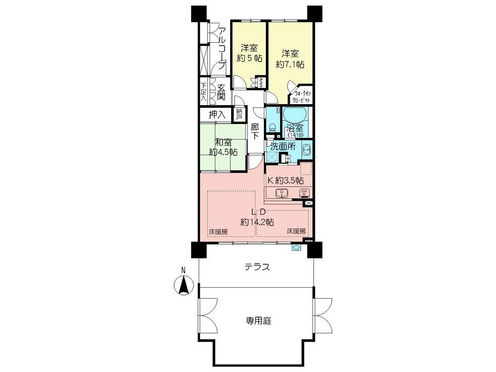Floor plan. 3LDK + S (storeroom), Price 46,800,000 yen, Occupied area 79.14 sq m private garden (25.36m2) with