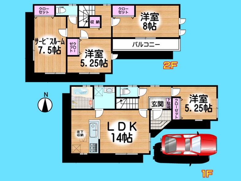 Floor plan. 33,800,000 yen, 3LDK, Land area 86.01 sq m , Please enter the building area 97.7 sq m image caption. (100 characters), Yes Car space ◆  Weekdays, It is possible your visit. Contact us, Free dial  [ 0120-40-4771 ]  Until. Neighboring property of Adachi-ku, also will introduce