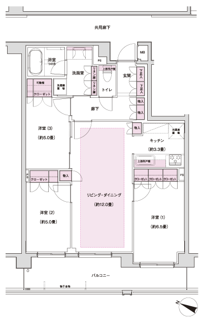 Floor: 3LDK, occupied area: 73.65 sq m