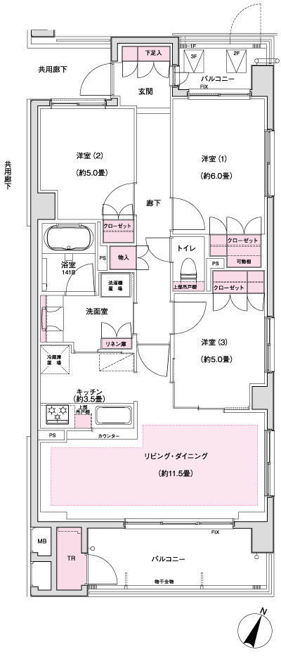 Floor: 3LDK, occupied area: 73.52 sq m
