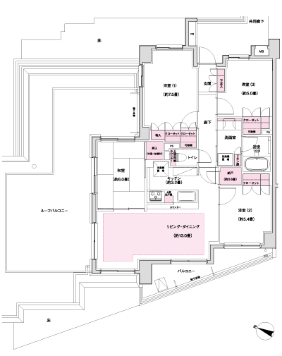 Floor: 4LDK + N, the occupied area: 85.74 sq m