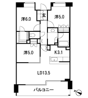 Floor: 3LDK + WIC, the occupied area: 70.58 sq m