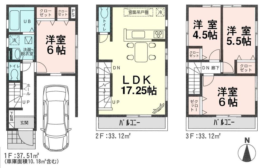 Floor plan. 34,800,000 yen, 4LDK, Land area 59.56 sq m , Building area 103.75 sq m