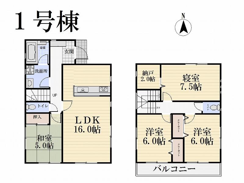 Floor plan. (1 Building), Price 31,800,000 yen, 4LDK+S, Land area 92 sq m , Building area 97.2 sq m