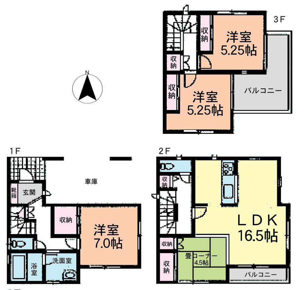Floor plan. 42,800,000 yen, 3LDK, Land area 76.96 sq m , Building area 113.44 sq m