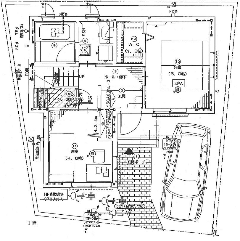 Building plan example (Perth ・ Introspection). First floor of the building reference plan