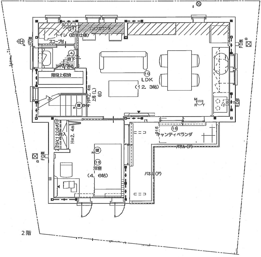 Building plan example (Perth ・ Introspection). 2 floor of the building reference plan