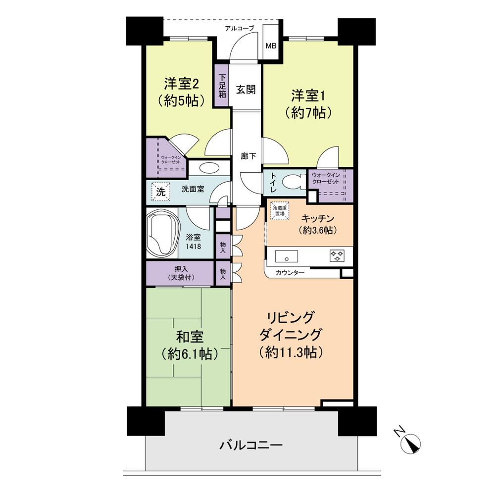 Floor plan. 3LDK, Price 28 million yen, Occupied area 73.23 sq m , Balcony area 13 sq m