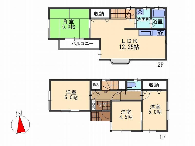 Floor plan. 26,800,000 yen, 4LDK, Land area 71.45 sq m , Building area 77 sq m floor plan