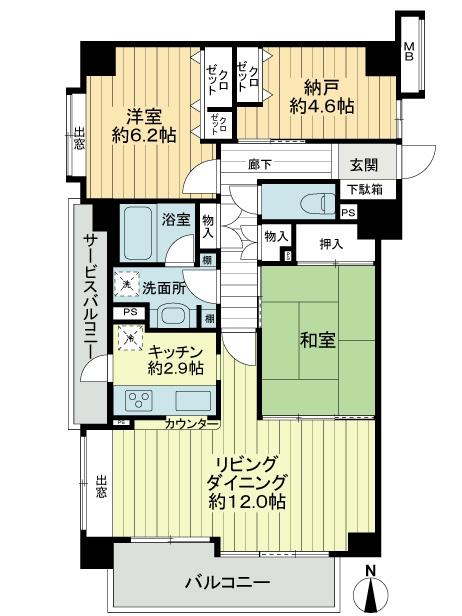 Floor plan. 2LDK + S (storeroom), Price 20.5 million yen, Occupied area 73.44 sq m , Balcony area 7.17 sq m footprint 73.44 sq m  ・ 2SLDK