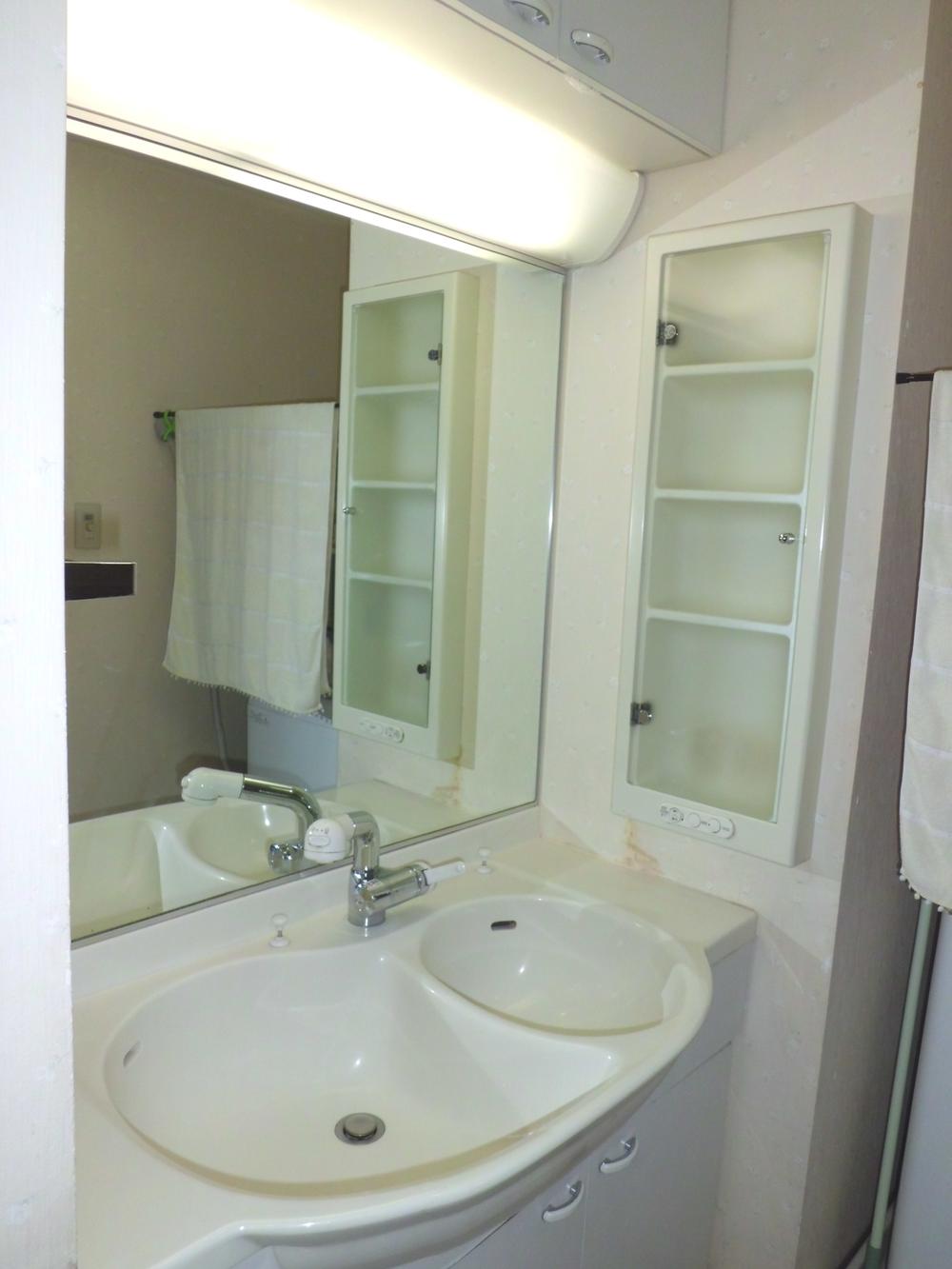 Wash basin, toilet. Bathroom vanity