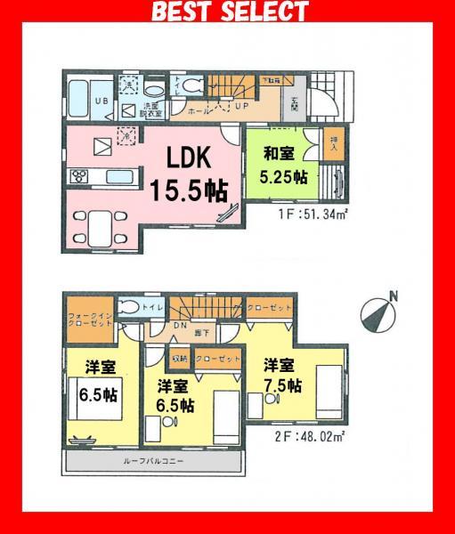 Floor plan. 34,800,000 yen, 4LDK, Land area 104.16 sq m , Building area 99.36 sq m