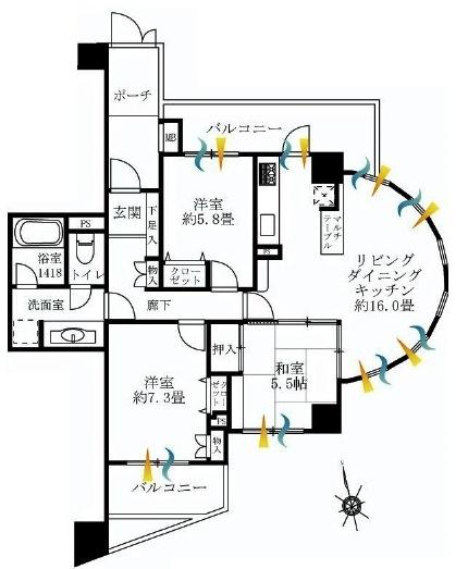 Floor plan. 3LDK, Price 27,800,000 yen, Occupied area 78.88 sq m , Balcony area 14.49 sq m