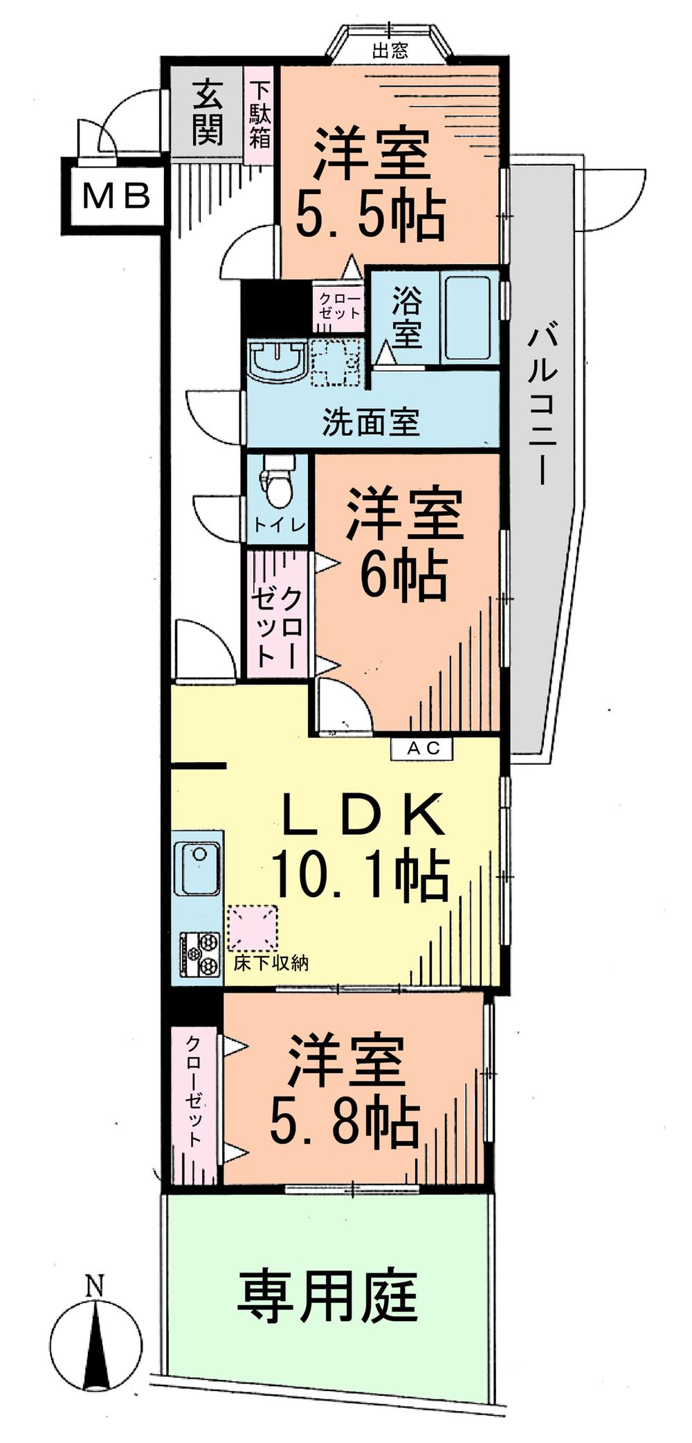 Floor plan. 3LDK, Price 17.8 million yen, Occupied area 68.17 sq m , Balcony area 7.12 sq m