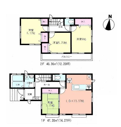 Floor plan. (H), Price 31,900,000 yen, 4LDK, Land area 82.11 sq m , Building area 87.56 sq m
