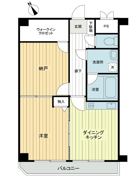 Floor plan. 1LDK + S (storeroom), Price 14.8 million yen, Occupied area 47.43 sq m , Balcony area 4.86 sq m